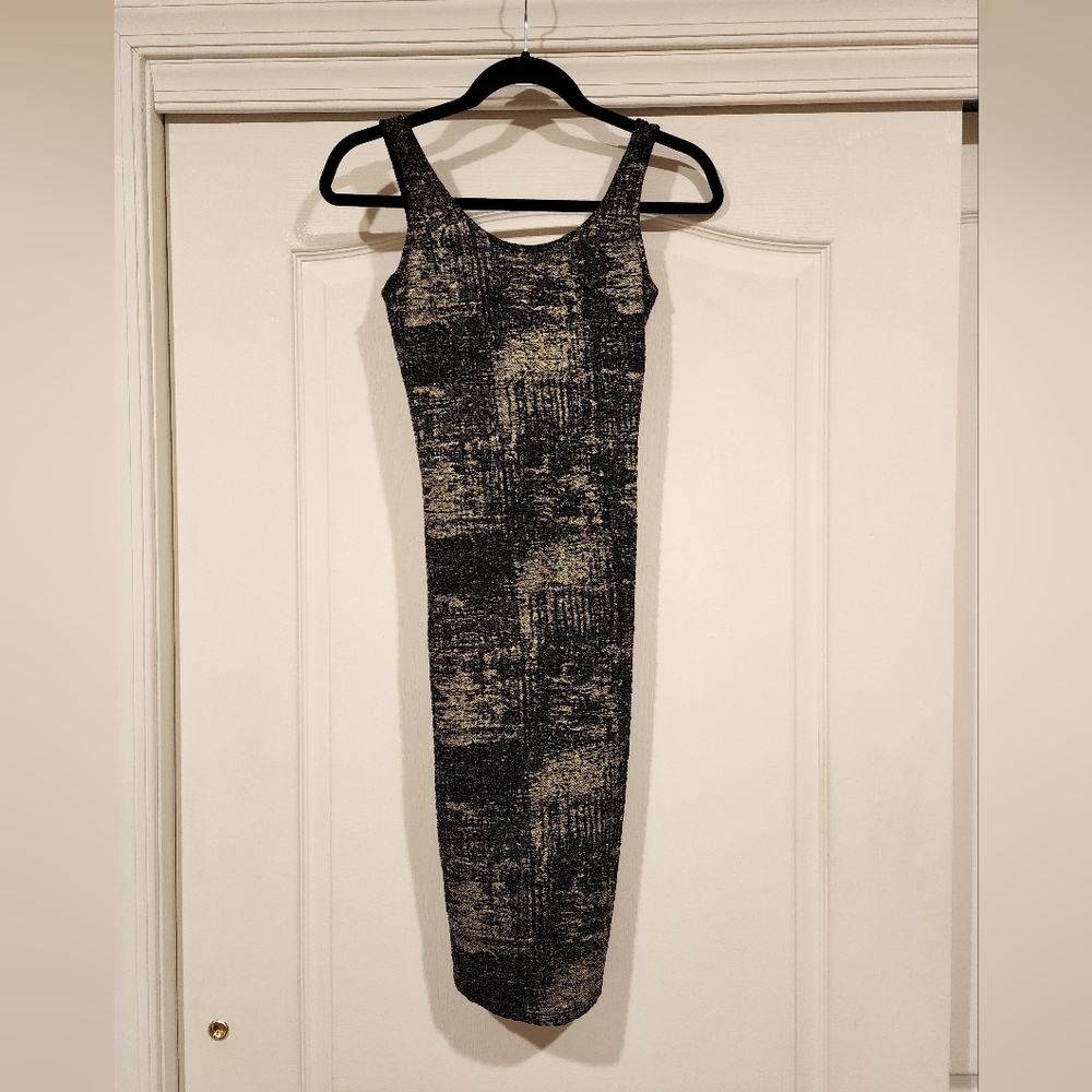 SMALL - Bodycon black and gold dress